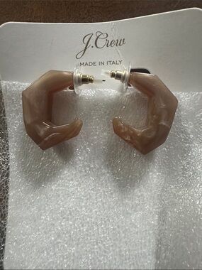 J. Crew Marbled Taupe Hex Hoop Earrings